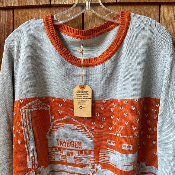 NWT Traeger Gray & Pumpkin Long Sleeve Sweater with Farm Scene - Men's XXL - Picture 14 of 16